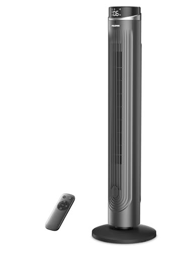 PELONIS - Pelonis 42 inch Tower Fan for Bedroom, 5 Speeds, 4Modes with 28ft/s Standing Fan, 90° Oscillating Fans for Indoors, 15H & 23dB Quiet Timer, DC Motor householad fans with Remote Control