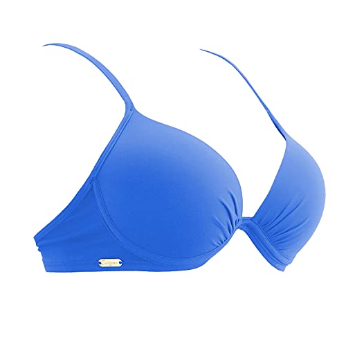 Top Biquíni Meia Taça Com Bojo Tamanho:46;Cor:Azul