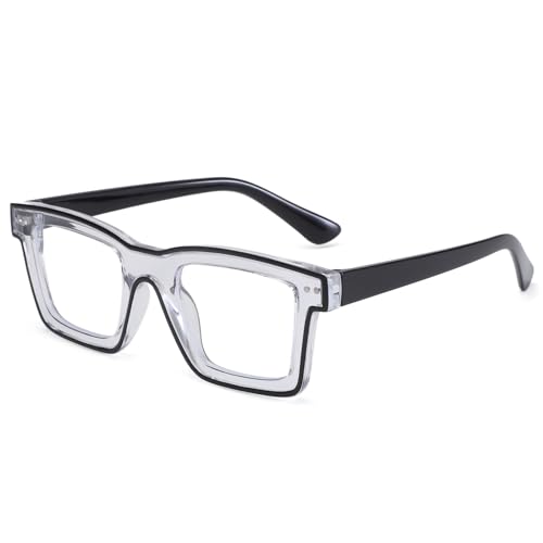 LJCZKA Occhiali Luce Blu Quadrati per Donna Uomo Occhiali per Computer Quadrati Affaticamento Occhiali Festa Moda per Gioco Lettura