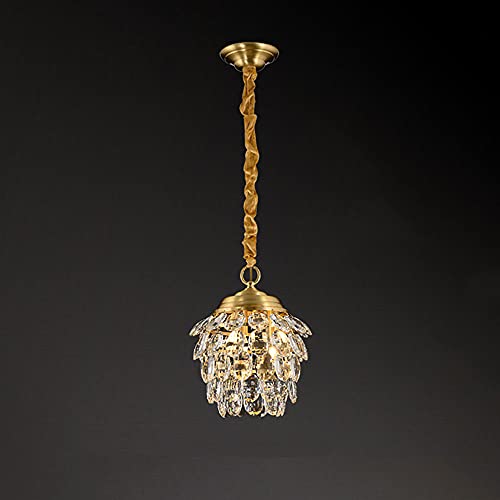 Lustre Suspendu 3 Lumières en Cuivre et Cristal Réglable NAMFHZW