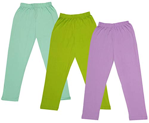 Image of IndiWeaves Girls Super Soft Cotton Solid Capri Pants (Purple, Green, Sea Green, 4-5 Years) Pack of 3