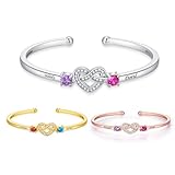Pulsera personalizable con piedras natales de circonita y nudo de amor para mujer, pulsera con nombre personalizado, pulsera de infinito de plata con piedras de nacimiento dobles para niñas, mamá