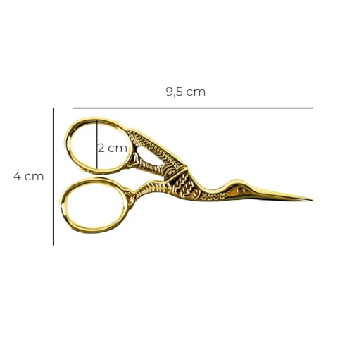 Tesoura Pássaro Dourado Ponta Fina Costura Sobrancelha