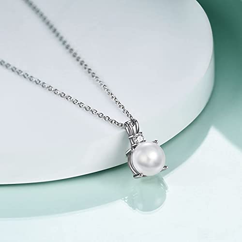 925 Sterling Silver Single Pearl Necklace Simple Cultured Solitaire Pearl Pendant Necklace Jewelry For Women #TOP2