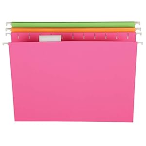 Pendaflex Glow Hanging File Folders, Letter Size, Assorted, Case Pack of 12 (81670)