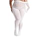 Frola Plus Size Tights for Women Semi Opaque Control Top High Waist Stockings 60 Denier Women's Pantyhose(5X-Langer,White)