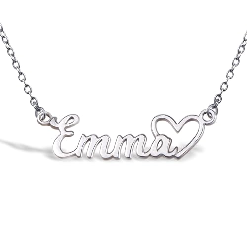 PicturesOnGold.com Personalized Script Name Necklace with Open Heart Custom Name Necklace Jewelry Gifts for Men & Women with any Name or Word - Chain Included