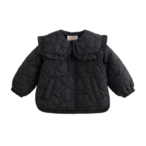 marc & janie Baby Girls 3D Flower Lapel Jacket Floral Quilted Snap Button Coat Long Sleeve Outerwear 241017
