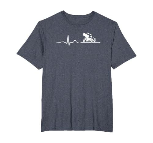 Sprint CAR Racing: Sprint Car Racing Heartbeat T-Shirt, Men's Big and Tall, Heather Blue, 5X Tall