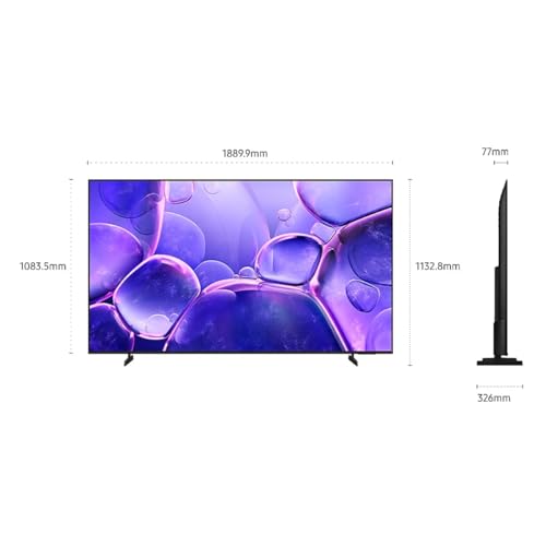 Samsung TV 85 Pouces Crystal UHD U8005 4K Smart TV, Couleurs Incroyables avec Crystal Processor 4K, écoutez Tous Les Haut-parleurs avec Q-Symphony, données protégées, Knox Security et Gaming Hub