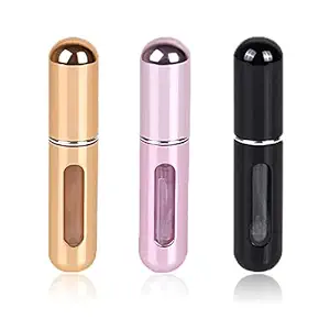 Brienstripe Refillable Perfume Bottle, Portable Travel Perfume Mini Spray Bottles, Dispenser Perfume Bottles, Portable Empty Perfume Spray Bottle for Travel, Perfume Container with Bag. (Pack Of 4)