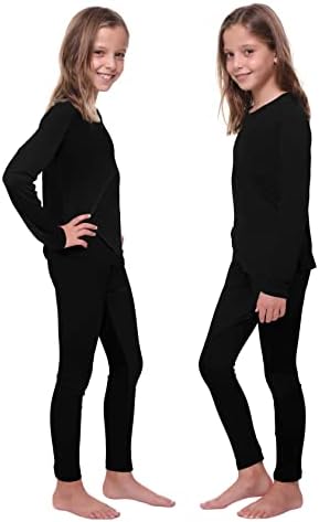 Outland Children's Thermal Set Lightweight Ultra Soft Fleece Interior Very Warm, 12-14 Black