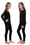 Outland Children's Thermal Set Lightweight Ultra Soft Fleece Interior Very Warm, 12-14 Black