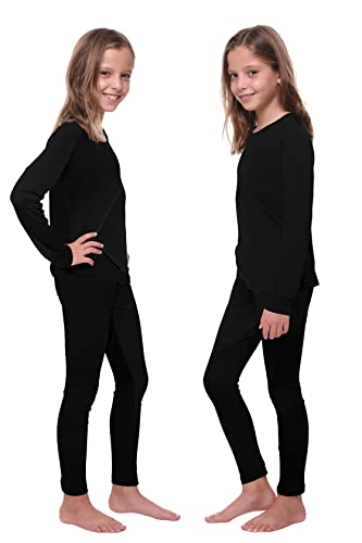 Outland Children's Thermal Set Lightweight Ultra Soft Fleece Interior Very Warm, 12-14 Black #TOP15