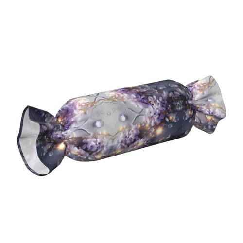 Oreiller cylindrique violet à fleurs pour voyage et bureau