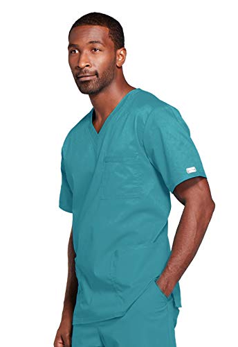 Image of Cherokee WW Core Stretch Scrubs for Women and Men V-Neck Scrub Top | 4 Pockets, Cotton Blend Fabric, Soft Feel, Stretch Comfort, Traditional Fit, Tuck-In Style, Easy Care, Healthcare Wear