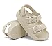 INMINPIN Toddler Boys Girls Buckle Sandals Comfort Open Toe Sandal with Adjustable Back Strap, Beige, 6 Toddler