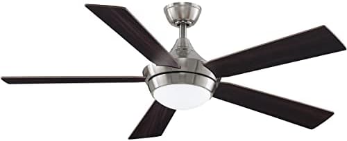 Fanimation Celano V2 5 Blade Ceiling Fan 52 Inches Wide with Brushed Nickel Finish and Cherry/Dark Walnut Blades