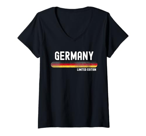 Femme Germany Flag | German Vintage Distressed T-Shirt avec Col en V