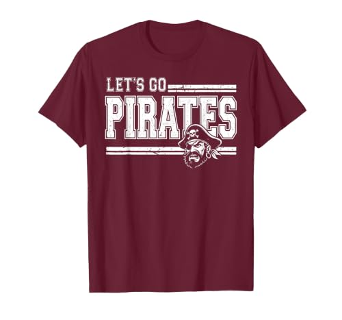 Pirates School Sports Fan Team Spirit Vintage T-Shirt, Men, Burgundy, XX-Large