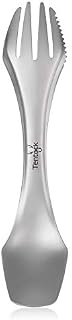 Tentock Portable Titanium Spoon Outdoor Multifunctional Cutlery Combo 3 in 1 Spoon & Fork & Knife with Storage Pouch Camping Kitchen Utensils Set