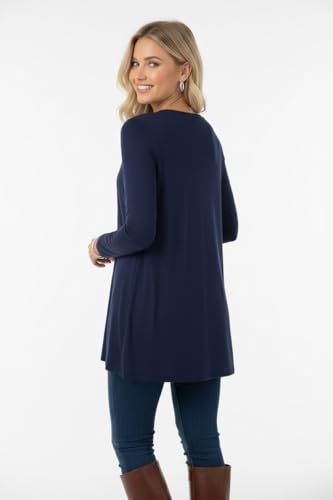 Image of ToBeInStyle Womens Open Front Long Sleeve Lightweight Asymmetrical Draped Cardigan with Side Pockets