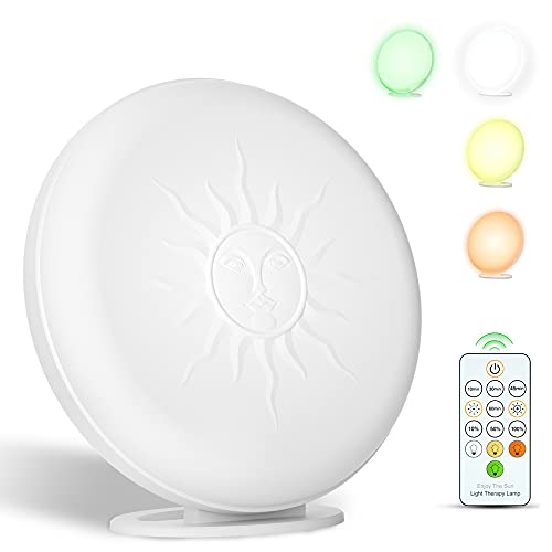 McDen Light Therapy Lamp,UV-Free 10000 Lux,with Green Light and White Light Therapy, 20 Adjustable Brightness Levels and 4 Timer Function (GLD-MM86)