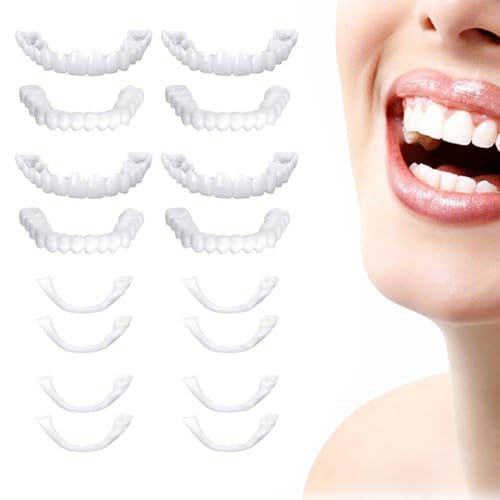 4 Paia Denti Finti Da Applicare Da Soli, Faccette Dentali Universali Superiore E Inferiore,Dentiera Provvisoria,Protesi Dentale Senza Foro, Provvisoria Denti Finti Per Uomini E Donne(B)