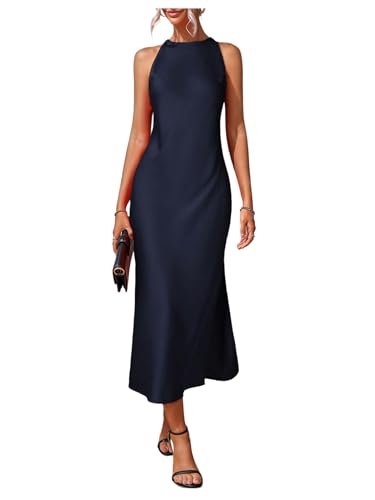 Floerns Women's Elegant Sleeveless Crew Neck Maxi Dress Slit Cocktail Tank Dress
