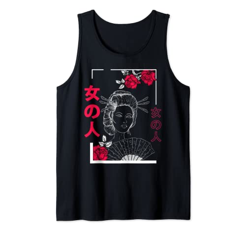 Japonés Geisha E-Girl Grunge Urbano Estética Camiseta sin Mangas