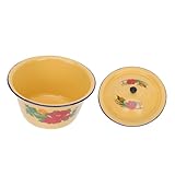 ASAKKURA Ciotola Smaltata Design Retrò Semplice per Condimenti Vintage con Coperchio Materiale Smalto, Facile da Pulire e Conservare Spezie, per Cucina