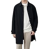 [22 Wear] トレンチコート メンズ コート 春 秋 防風 ジャケット メンズ 秋服 春服 ビジネス ファッション オフィスカジュアル (ブラック L)