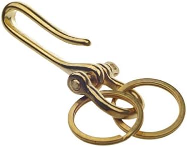 Baver Quality Solid Brass/Copper Fishhook Key Chain Keyring Shackle Split Ring Leather Craft DIY (L Size)