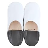 [mocororo] モロッコ バブーシュ luxe 本革 プレーン・無地 ルームシューズ スリッパ レディース・メンズ モコロロ レディース,White×CharcoalGray