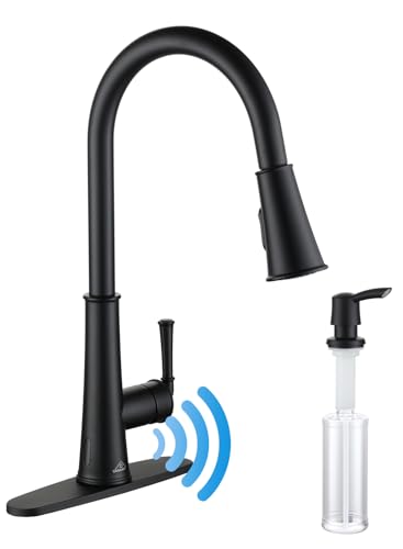 CASAINC Black Kitchen Faucet with Pull Down Sprayer with LED Function, 17.31in H Touchless 1.8 gpm...