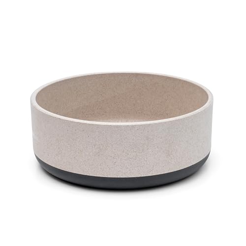 Fuzzl Titan Futternapf aus Bambus und Gummi, 22 cm, mit Ultra-Grip-Boden, grau, umweltfreundlich, antibakteriell, langlebig, ungiftig, Hundenapf, Wassernapf für mittelgroße und große Hunde