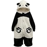 Vepoty パジャマ パンダ ローブ 動物ワンジー ナイトウェア かわいい ロンパース 動物パジャマ ジャンプスーツ ハロウィン コスプレ コスチューム 大人用 M