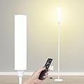 Nukanu Floor Lamp with Remote Control,Bright Floor Lamps for Living Room/Bedroom/Office, Stepless Adjustable 3000K-6000K Colors and 10-100% Brightness,Standing Light with Foot Switch (White)