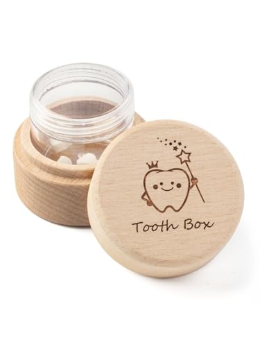 Image of iwoohome Tooth Fairy Box for Girls and Boys Wooden Cute Tooth Box with Transparent acrylic bottle, Lost Teeth Storage for Kids, Dropped Teeth Keepsake Storage Holder Gift