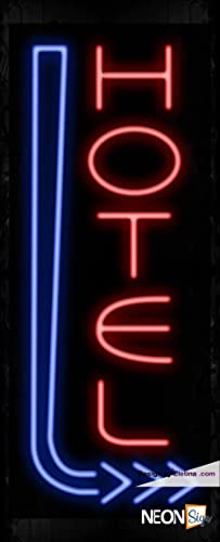 Real Neon Led Tubes Hotel With Blue Arrow Sign Handmade Lamp Neon Signs For Wall Decor PVC 14"x17"