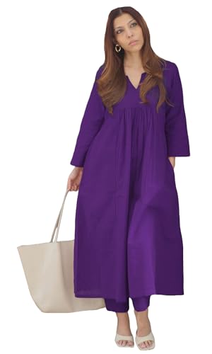 Image of GoSriKi Women's Rayon Viscose Ethnic Co-Ord Set | Kurta Pant Set | Kurta Palazzo Set | Stylish Cotton Suit Set for Women