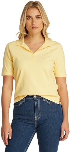 Tommy Hilfiger Polo de Manga Corta Mujer 1985 Pique Regular Fit, Amarillo (Citronella), M