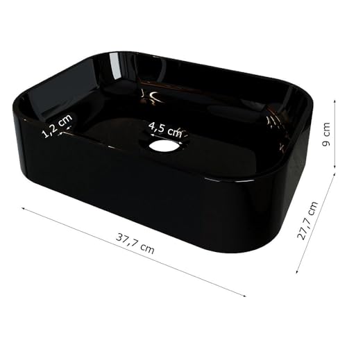 Cuba Pia para Banheiro Retangular Oxford Preto Brilho