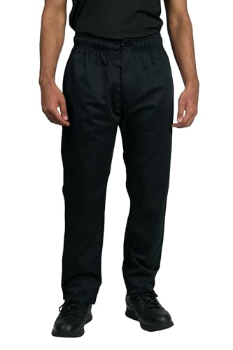 Chef Code Men's Basic Baggy Chef Pant with Zipper (US, Alpha, Large, Regular, Regular, Black)
