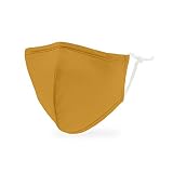 WEDDINGSTAR 3-Ply Kid's Washable Cloth Face Mask Reusable and Adjustable with Filter Pocket - Golden Yellow