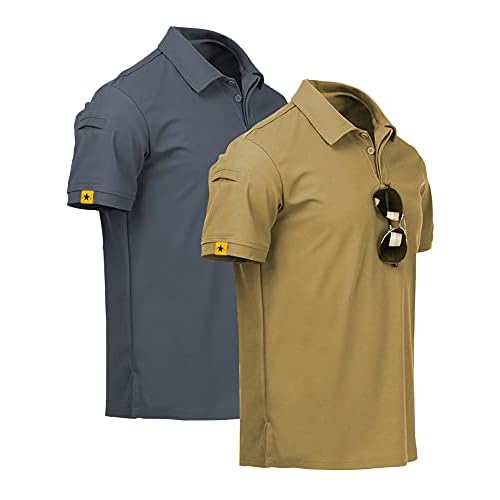 ZITY Mens 2 Pack Polo Shirts Short Sleeve Performance Sports Golf Shirt for Men Tactical Shirt