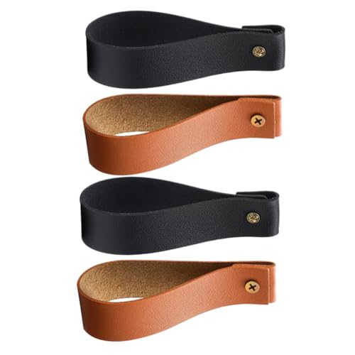 Cabilock 4Pcs Bohemian Style Leather Strap Curtain Rod Holders Wall Hanging Hooks for Bathroom Kitchen Bedroom Decor Deep Easy to Install Multi Functional Design
