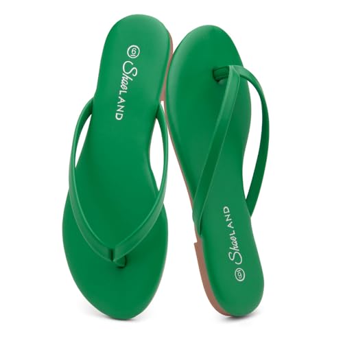 Image of Shoe Land Thong Flip Flops for Women, Memory Foam Flat Sandals, Lightweight Summer Slides, Non Slip Comfort Sandals for Beach, Travel and Everyday Wear