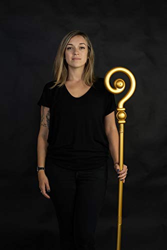 Nicky Bigs Novelties Adult Saint Nicholas Costume Accessory Wand Shepherd Staff Pope Bishop Crosier Stick, Gold, One Size #TOP2