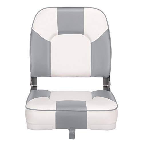 Leader Accessories A Pair of New Low Back Folding Boat Seat(2 seats) (D-White/Grey) - Thumbnail 2